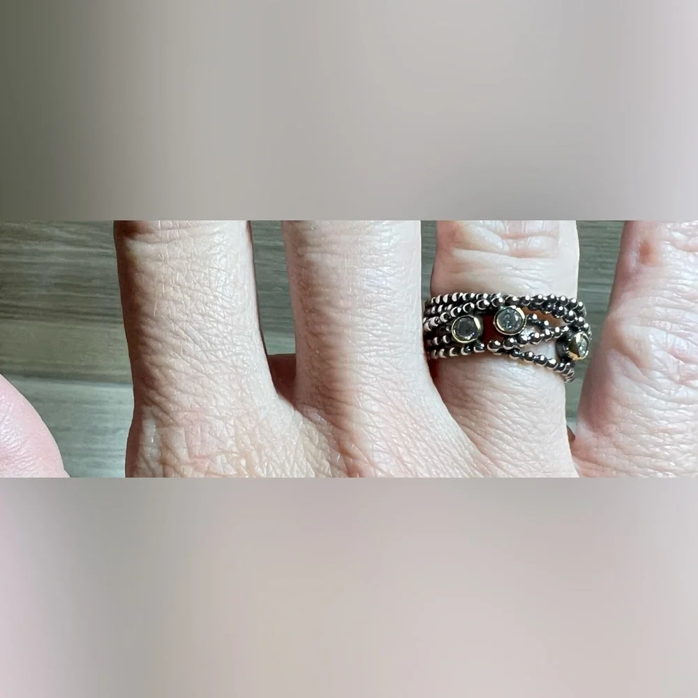 Authentic PANDORA Entangled Beauty Sterling Silver & 14K Gold Diamond Ring - Picture 7 of 9